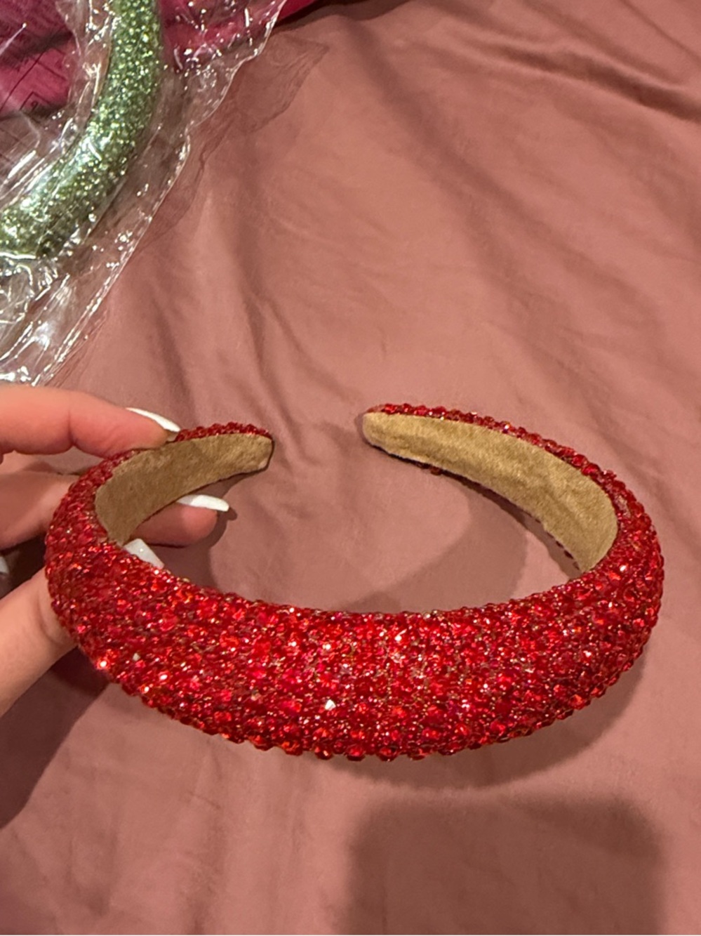 Red Crystal Padded Headband - Women Accessories